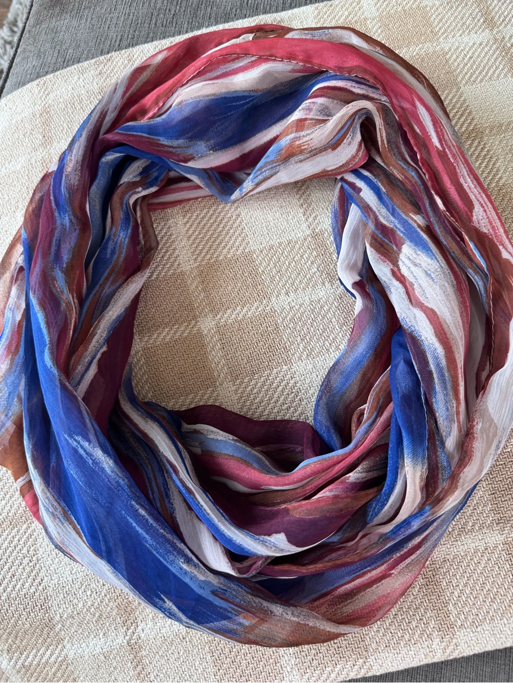 Apt. 9 Multicolor Striped Infinity Scarf in Blue, Burgundy & Brown